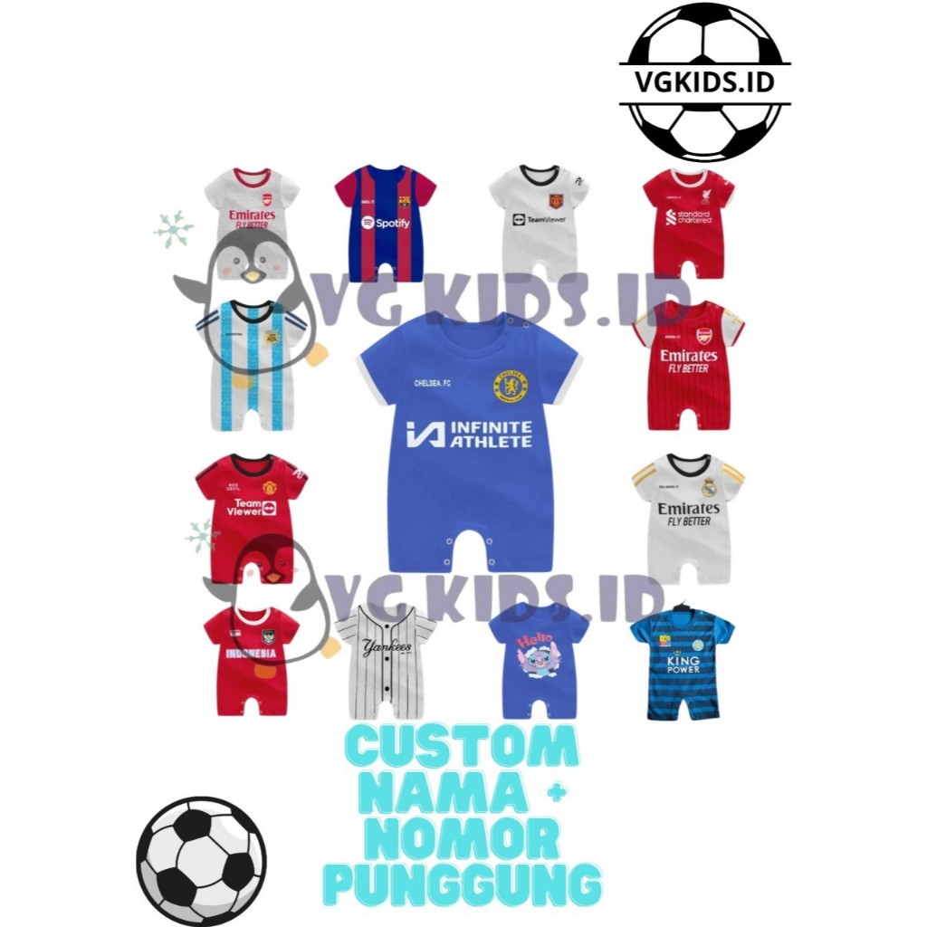 Jumper Bola Bayi / Baju Bola Bayi / Romper Baby Klub / Jersey Bola Bayi / Football Baby Jumper/ Jump