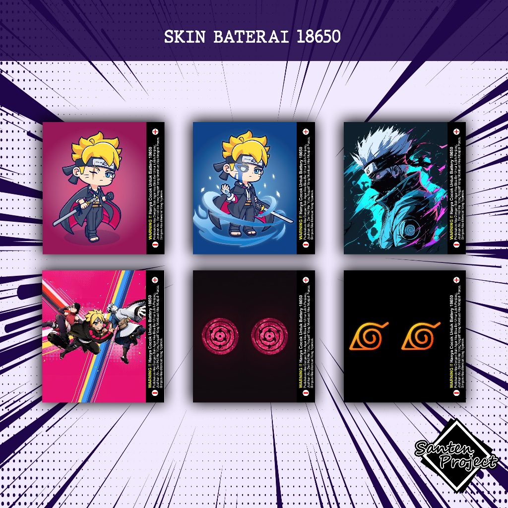 

STIKER SKIN WRAP BATERAI 18650 - PELINDUNG BATERAI BORUTO NARUTO