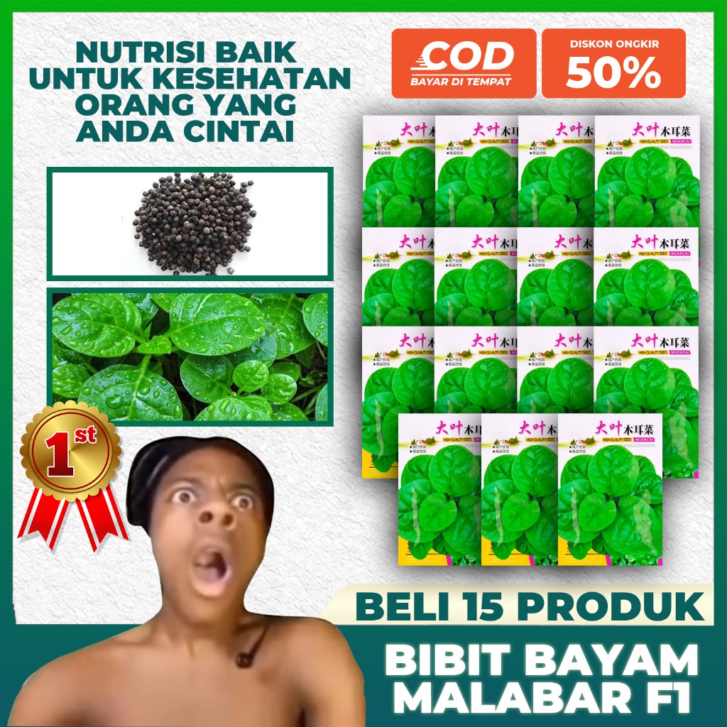 [15 bungkus] Bibit Bayam Malabar Benih Bayam Hijau Malabar Bibit Tanaman Sayuran Benih Sayuran Hijau