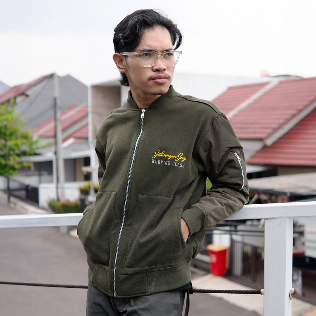 Johnny and Joy Mix Series Top Gun Light Jacket Olive - Jaket Bomber