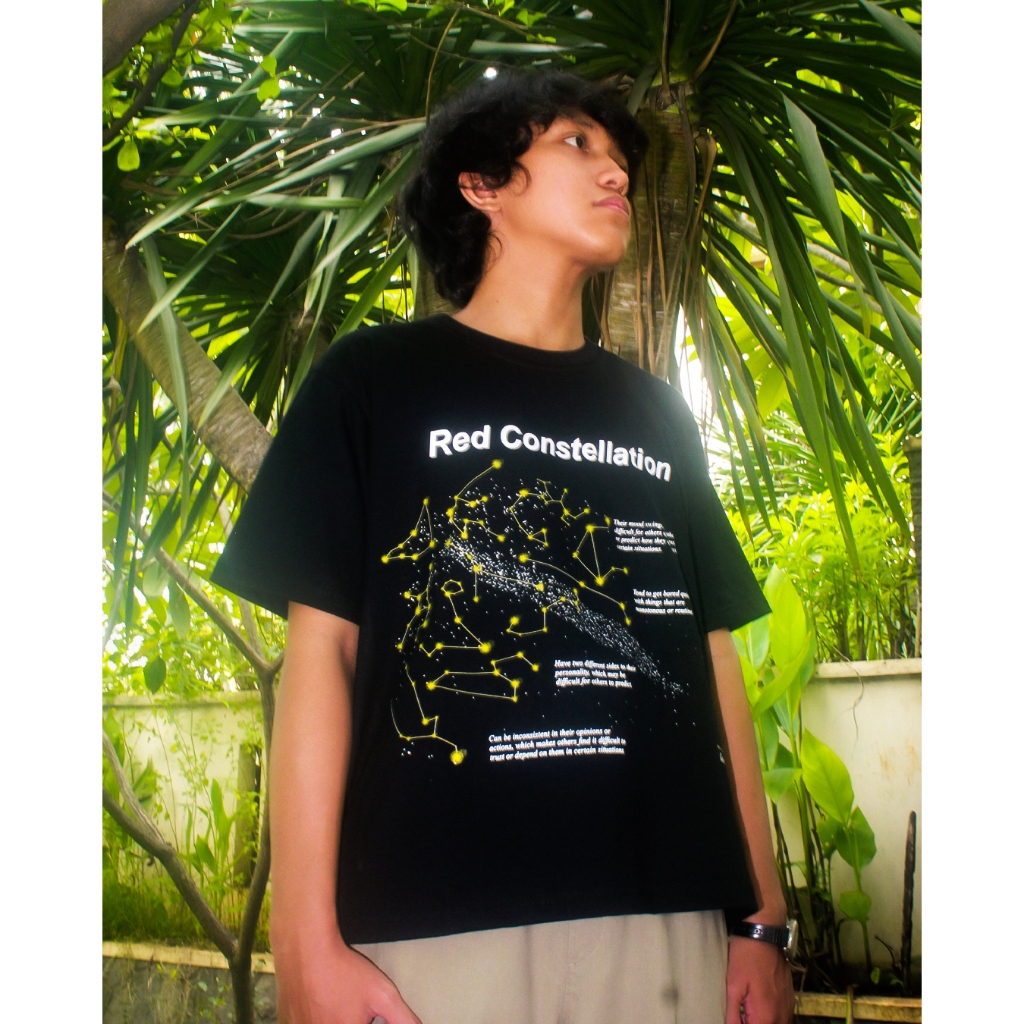 T-SHIRT OVERSIZE BOXY -  RED CONSTELLATION GEMINI
