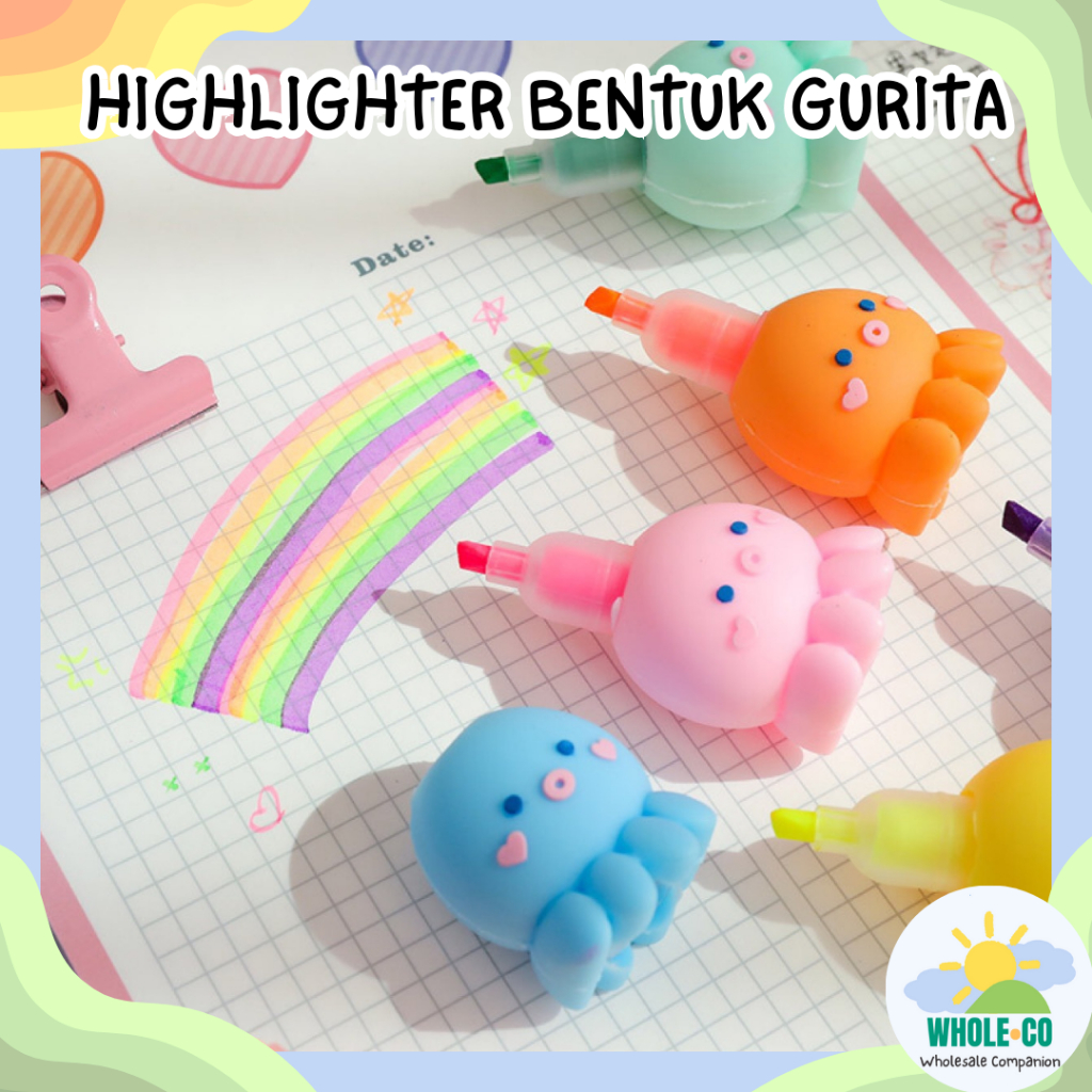 

Highlighter Gurita 1 Set isi 6 Pcs Colorful Bentuk Hewan Lucu, Unik, Imut Termurah Grosir COD