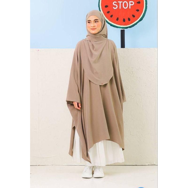 Delisha Kaftan Tunik | Tunik wanita terbaru Bahan Crincle Airplow Premium Size L,XL,XXL Jumbo Bumil 