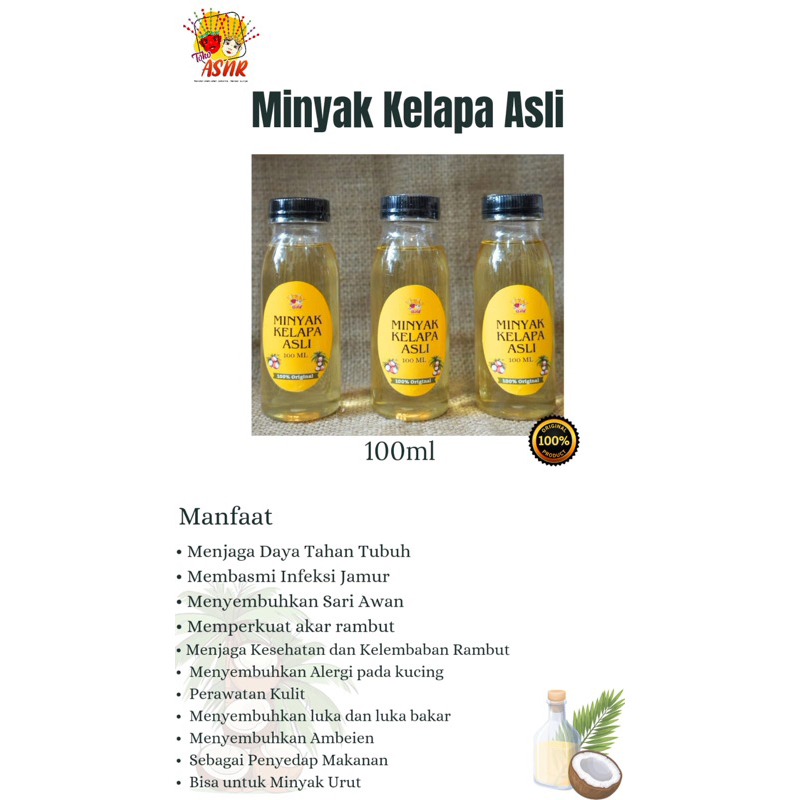 

Minyak kelapa asli 100% ( 80ml )