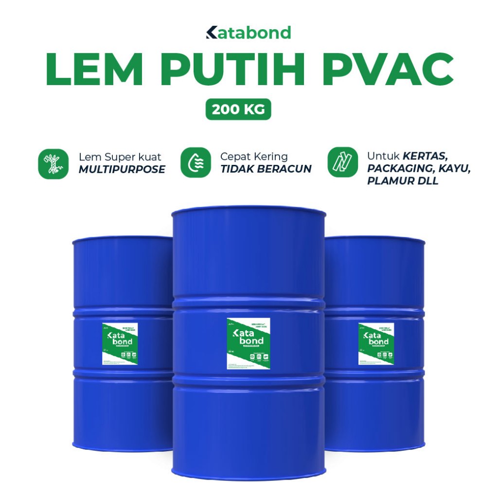 

Lem Putih, Lem Kayu Katabond 8850 PVAC Drum Besi 200 KG