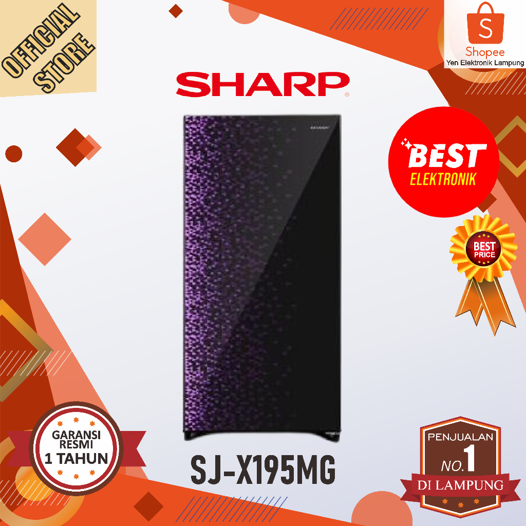 Kulkas SHARP SJ X 195 MG Kulkas 1 Pintu Shine Magneglas Series