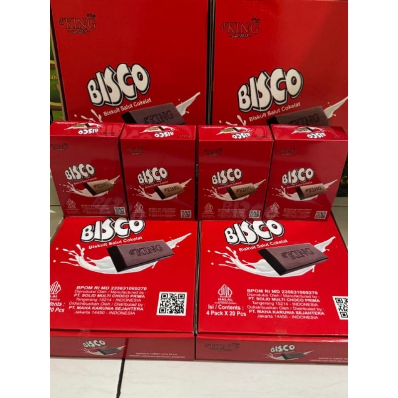 

Bisco dking 1 dus isi 4 pak (biscuit salut coklat) Bisco Biskuit Coklat D’King Cemilan manis penambah keceriaan isi 4 kotak 80Pic