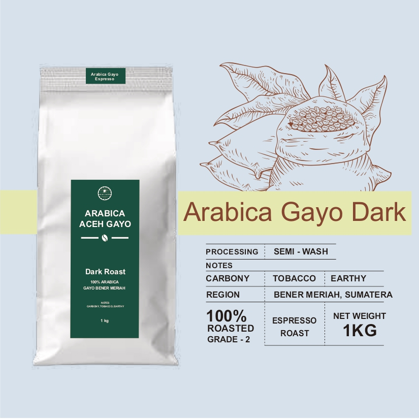 

Kopi Arabika Dark Roast Aceh Gayo 1kg - Biji / Bubuk