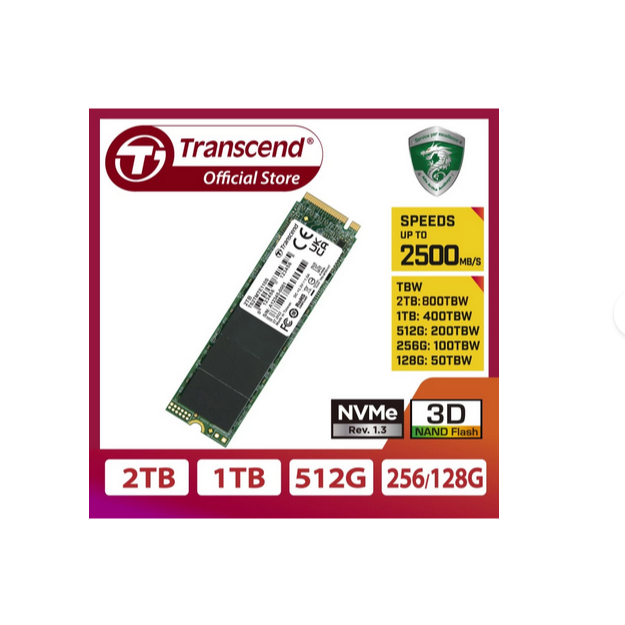 SSD Transcend MTE110S 2TB/1TB/512GB/256GB/128GB - NVMe PCIe Gen3 Transcend SSD MTE110s 128GB 256GB 5