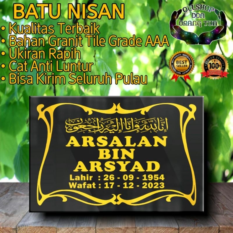 batu nisan granit | batu nisan | batu nisan makam ukuran 30x20 (Pecah Ganti Baru)