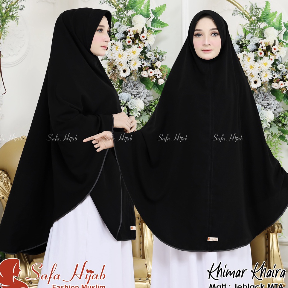 Paling Hemat  Khimar Syari Jetblack MTA Khimar Khaira list pita warnapolos super cantik pet dan non 