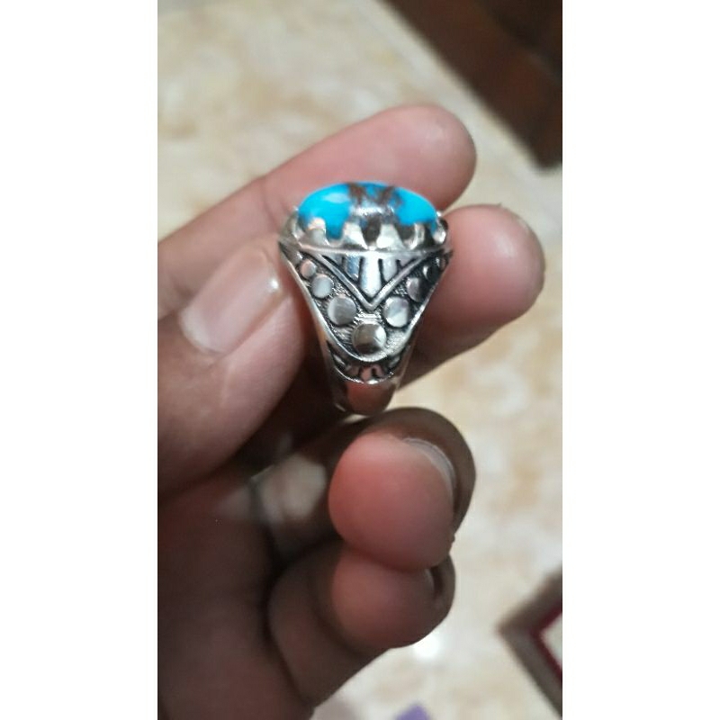 cincin batu akik pirus mesir urat merah