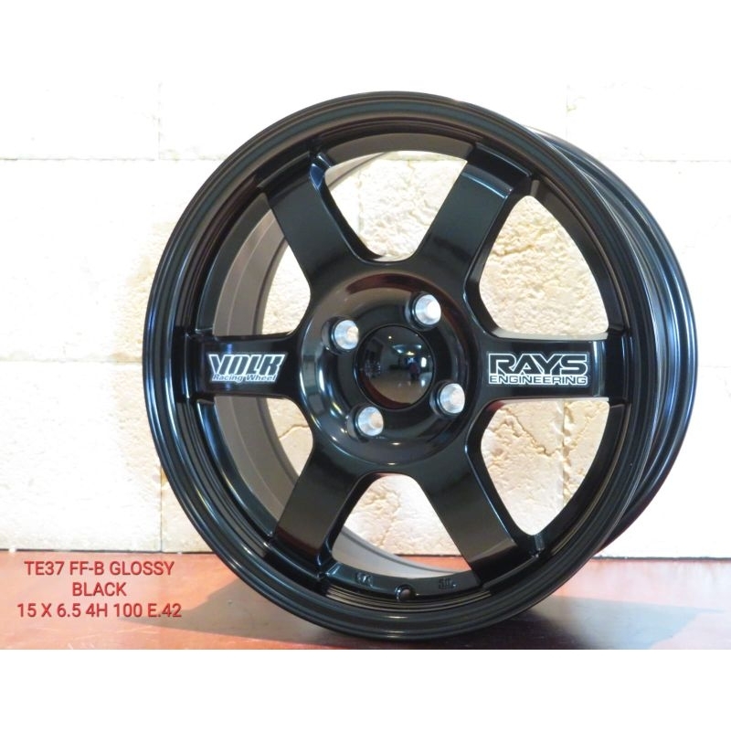 velg te37 ring 15 lebar 6.5 et42 pcd 4x100 glosy black