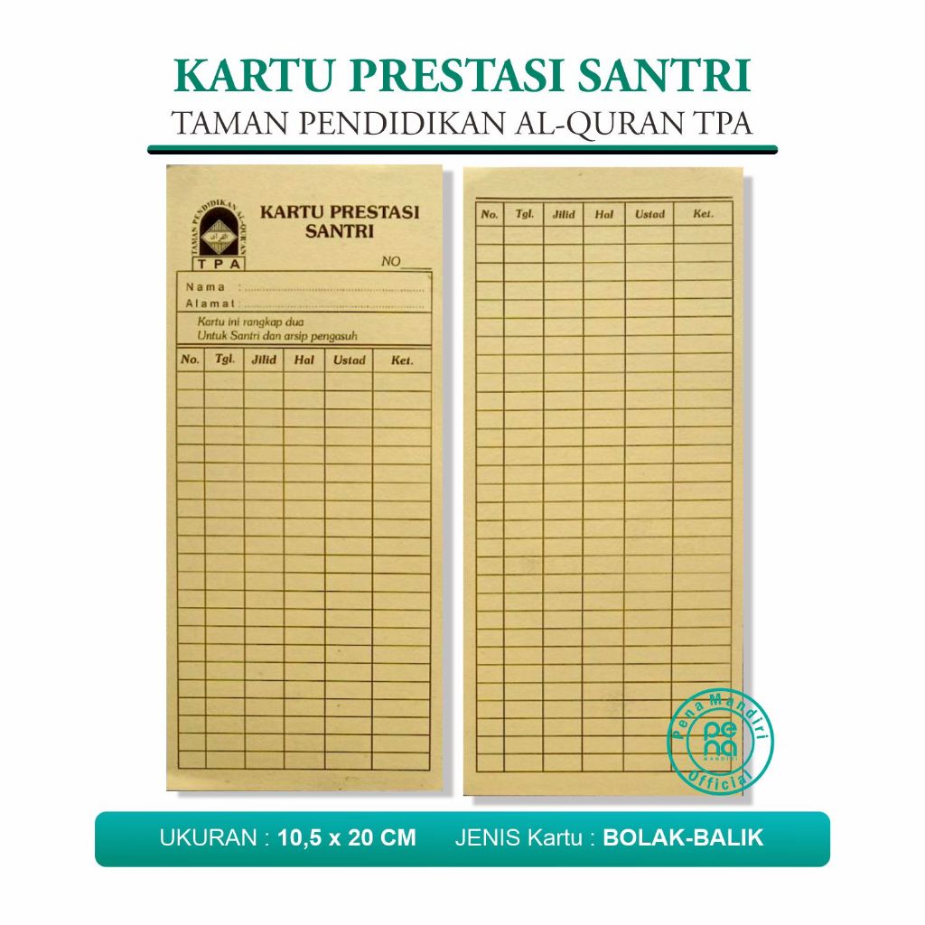 

Kartu Prestasi Santri Iqro ECERAN