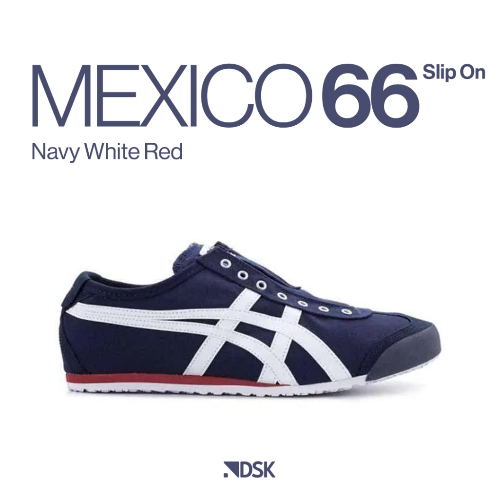 Onitsuka Tiger Slip on Mexico 66 Navy White Red 100% Original Sepatu Slip on Onitsuka Sepatu Onitsuk