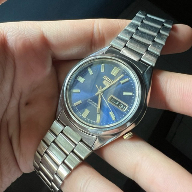 Seiko 5 automatic 7009-876A dial biru vintage
