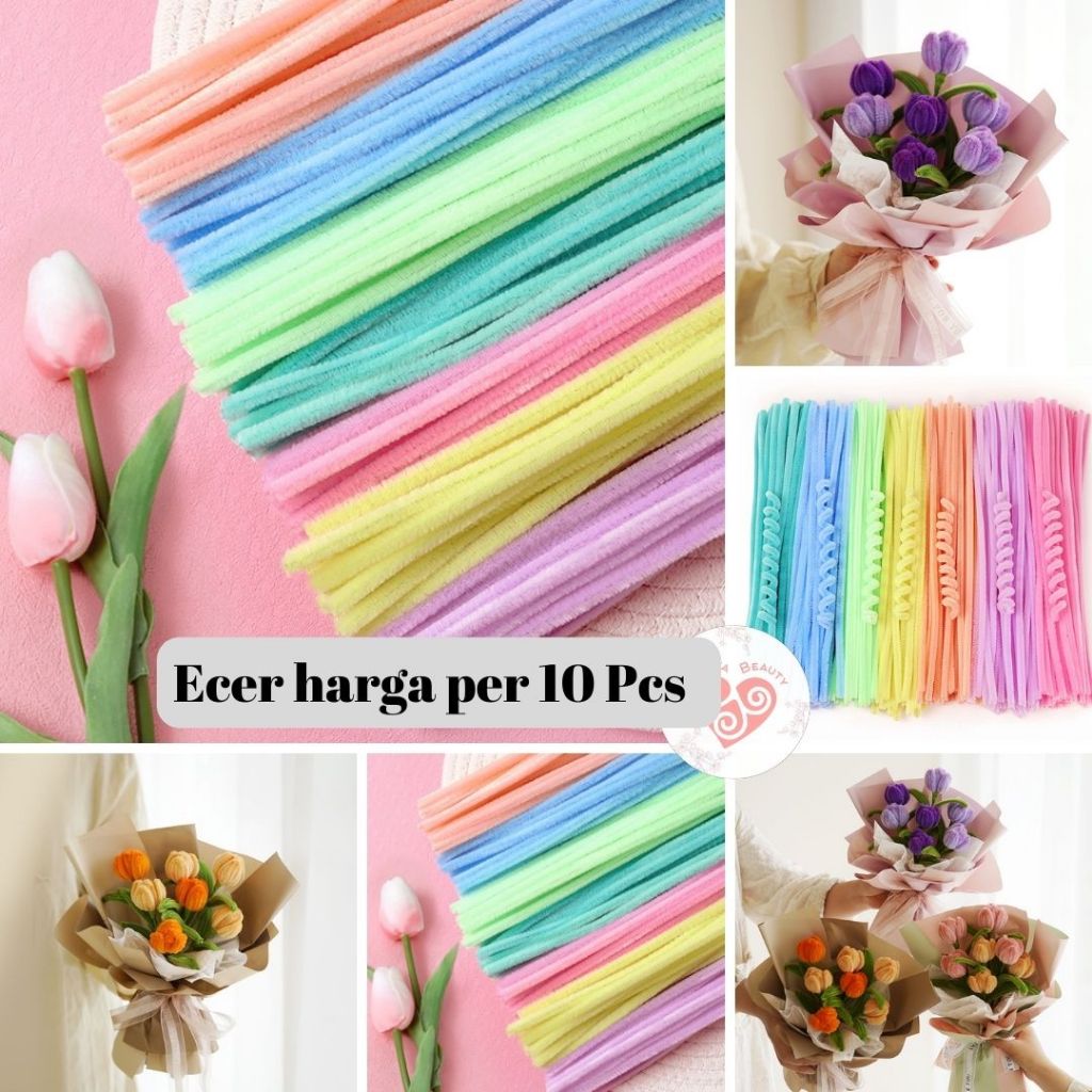 Kawat Bulu Mercy Macaron  Pastel Mix 10 Pcs | Kawat Bulu Maninan Anak