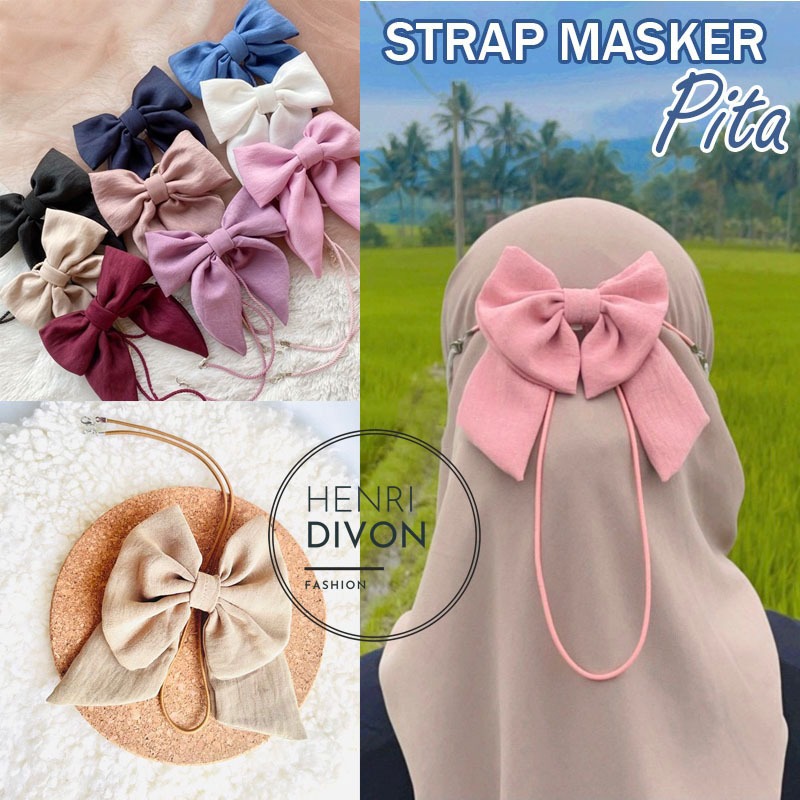Strap Masker Pita Premium Konektor Hijab Headloop Tali Pengait Masker Polos Mask Connnector