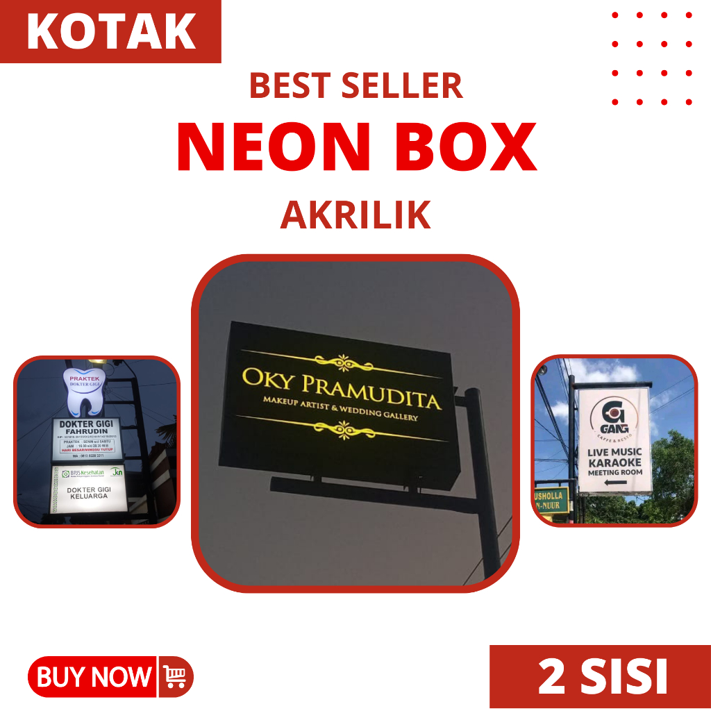 Neon box akrilik kotak 2 sisi / neon box / neon box akrilik / neon box 1 sisi / neon box cafe / papa