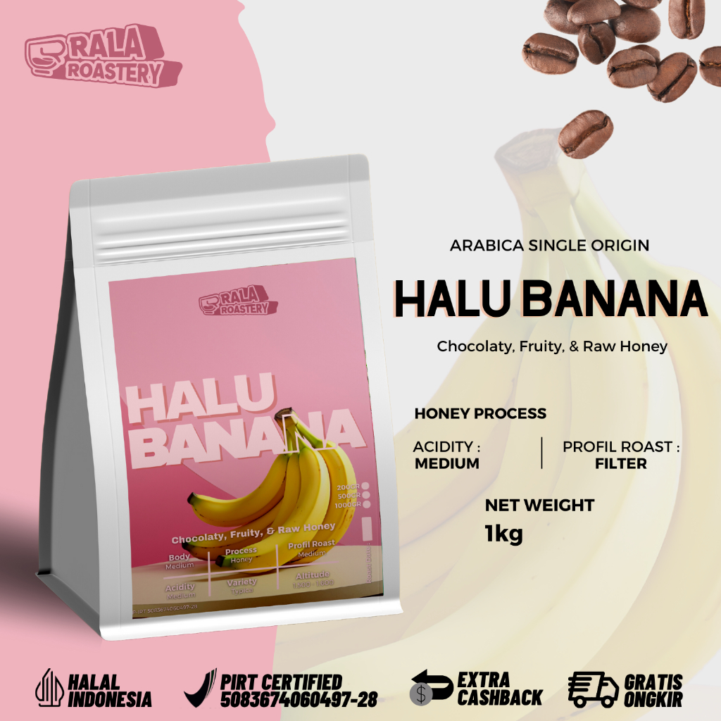 

Kopi Arabika Halu Banana | Biji Kopi Single Origin Arabica 1Kg