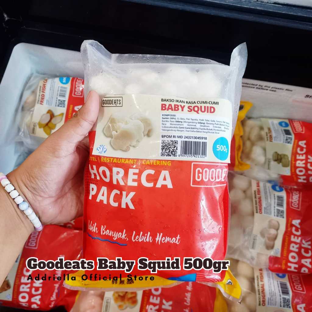 

ADDRIELLA Goodeats Baby Squid/Bakso Ikan Rasa Cumi-Cumi 500gr | Goodeats/Frozenfood/Frozenfood Murah