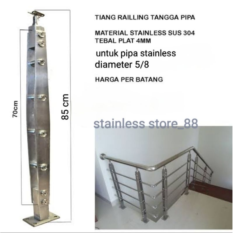 tiang railing tangga stainless steel ss 304