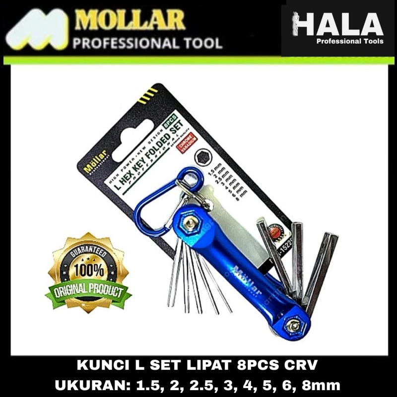 MOLLAR || KUNCI L SET LIPAT 8PCS CRV 100% ORIGINAL
