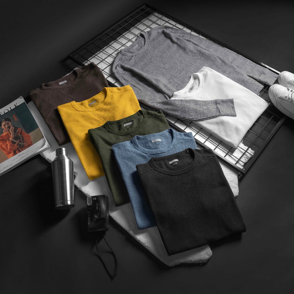 Kaos Lengan Panjang Pria Thermal Knit