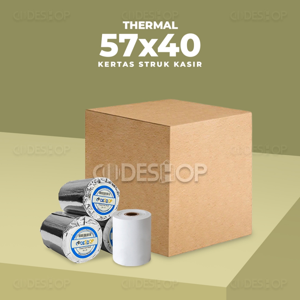 

Kertas Thermal Codeshop 57x40mm 57x40 Struk Kasir 57 x 40 mm 1 Dus 100 Roll 58mm