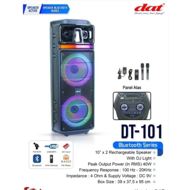 Speaker Portable Wireless Dat DT 101 Original 10 inch Bluetooth
