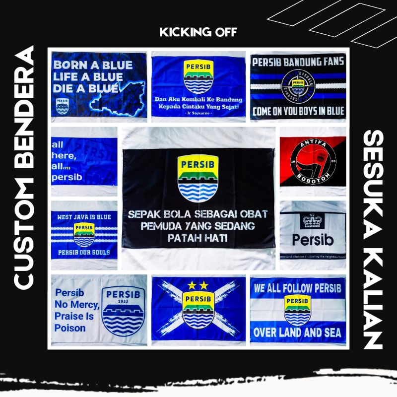 Custom Bikin Bendera Persib Murah | Mini Flag | Banner Suporter | Giant Flag Bobotoh