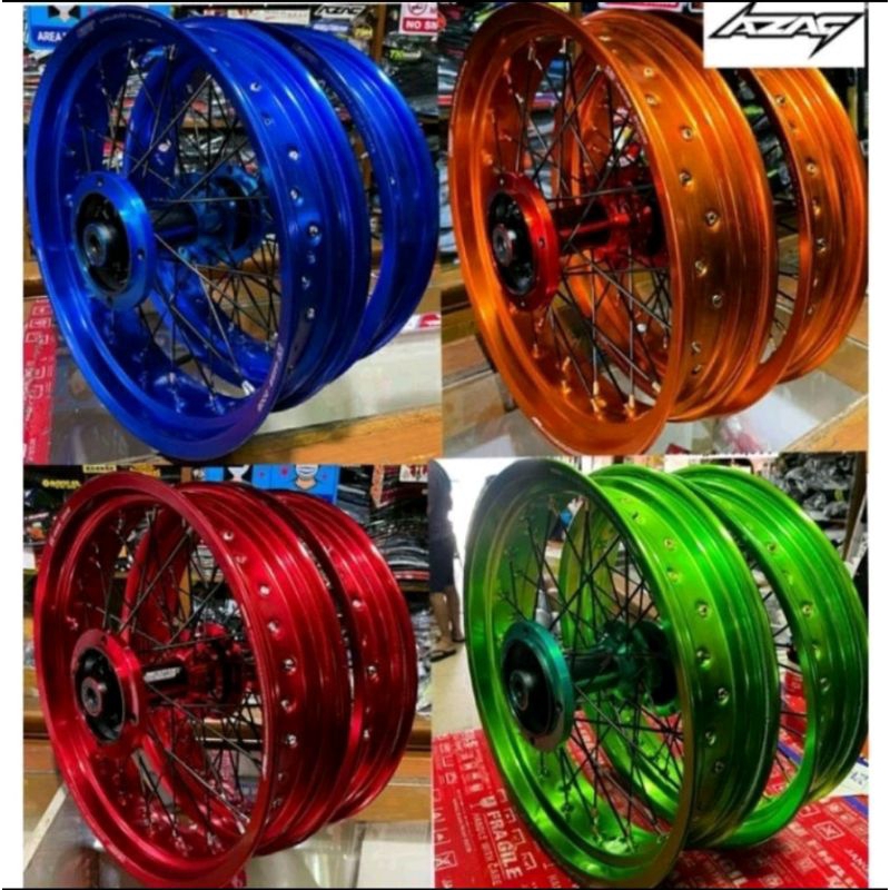 Paket Velg Supermoto KLX & Dtracker Velg Scarlet 300-350 Tromol SCARLET CNC & JARI JARI SCARLET FULL