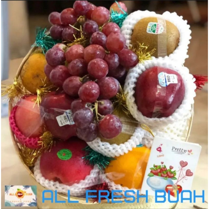 

PARCEL BUAH SEGAR CINCIN SEDANG / Hampers Cincin Buah Sedang + free kartu ucapan