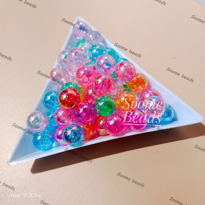 Manik Mote Bulat Akrilik Bening Cling Warna 8mm