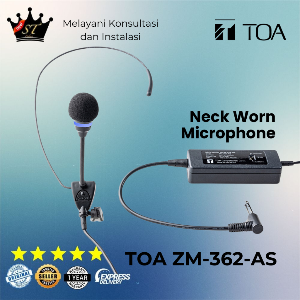 TOA ZM-362-AS ZM362 AS ZM362AS Mic Neckworn Microphone Imam Leher Bando Headset Headworn Masjid Mush