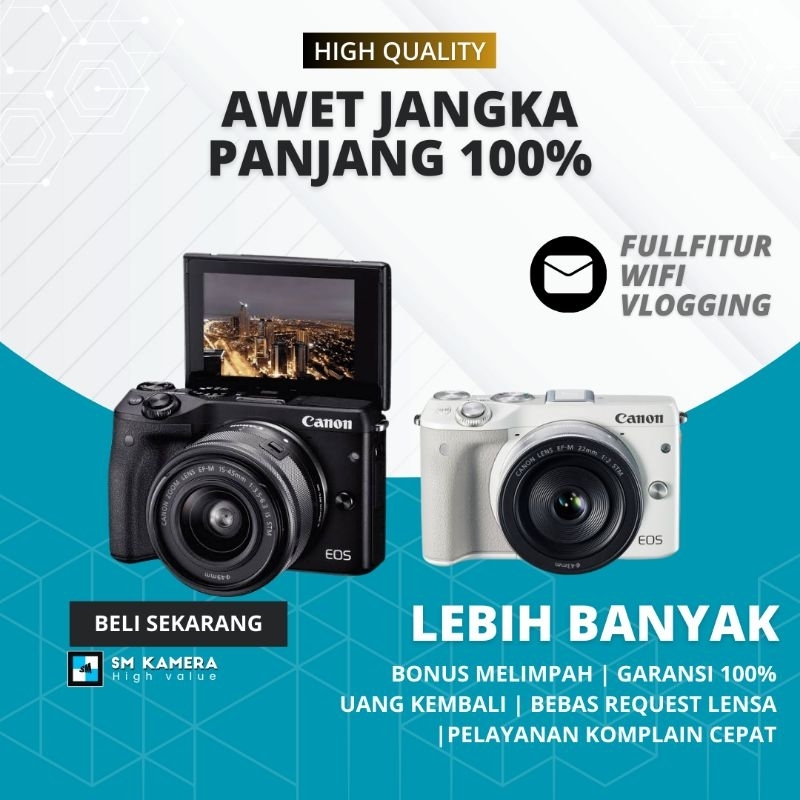 Bonus Memori MIRRORLESS CANON EOS M3 WIFI KAMERA VLOG KAMERA NGONTEN