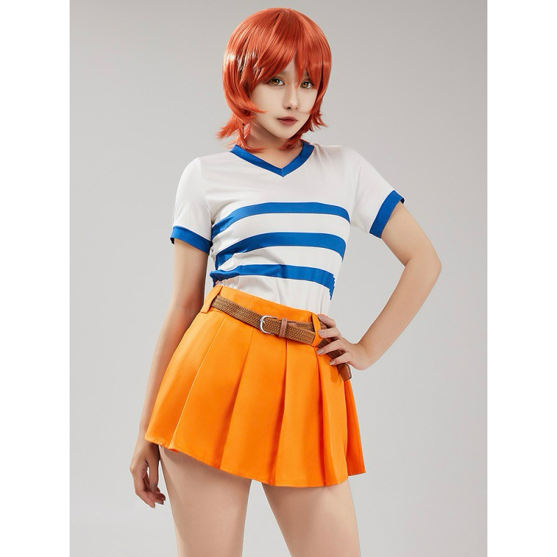 【Lolicos】Nami One Piece Cosplay Costume Anime Onepiece Live Action Fullset Wig Kostum Nami Pirates B