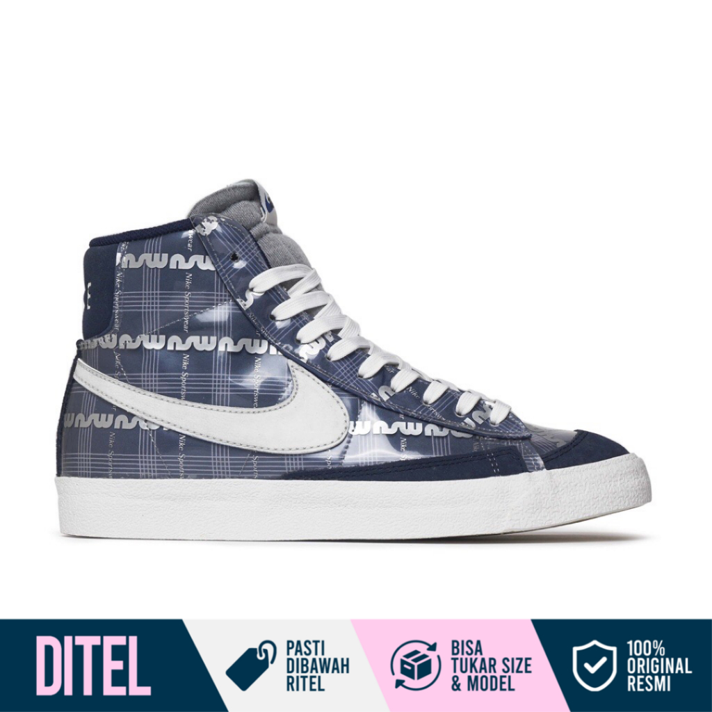 Nike Blazer Mid 77 Vintage Midnight Navy Smoke Grey ORIGINAL RESMI Sepatu Pria DJ4654-410
