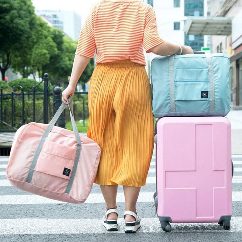 Tas Travel Lipat Besar Hand Carry Luggage Bag Anti Air Waterproof Fold Bag Organizer - Tas Travel Li