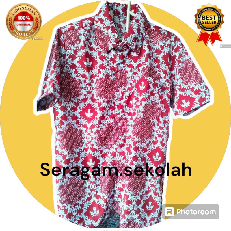 SERAGAM BATIK SD/KEMEJA BATIK/BATIK SEKOLAH/ SERAGAM BATIK LERENG MERAH