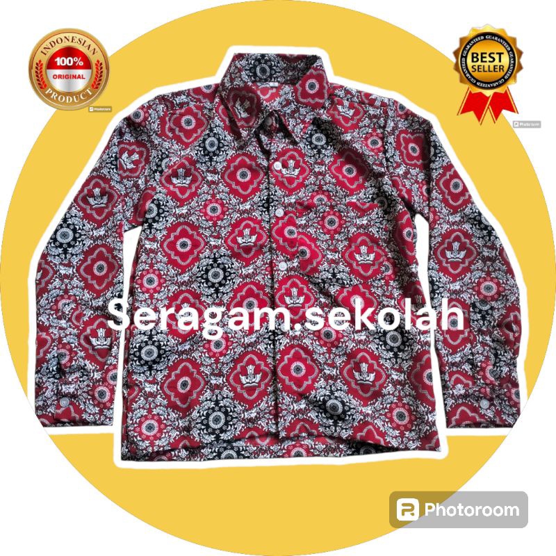 KEMEJA BATIK/SERAGAM BATIK/SERAGAM BATIK SEKOLAH/SERAGAM SD TUNAS HARAPAN MERAH