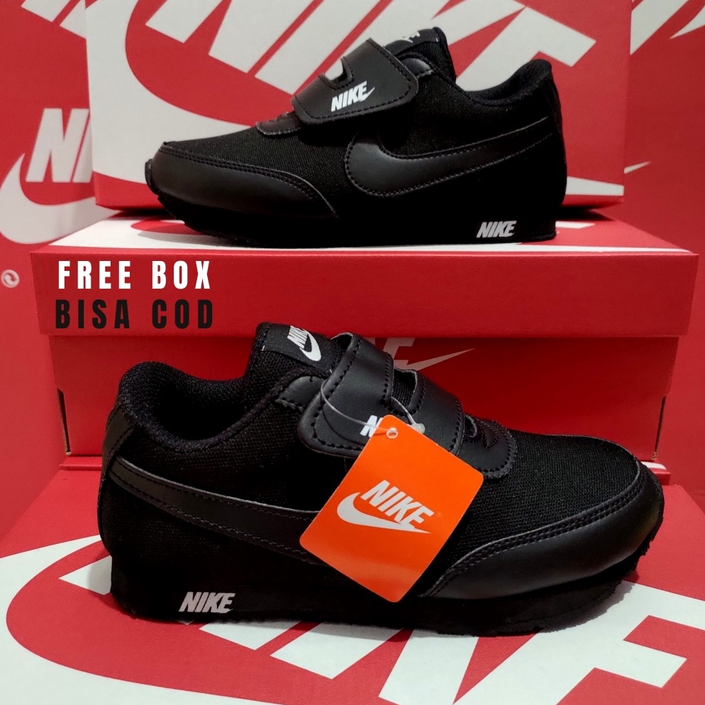 Sepatu Anak Sekolah Full Black Series Sneakers Anak Cewek Cowok Paud TK SD ART F7B8