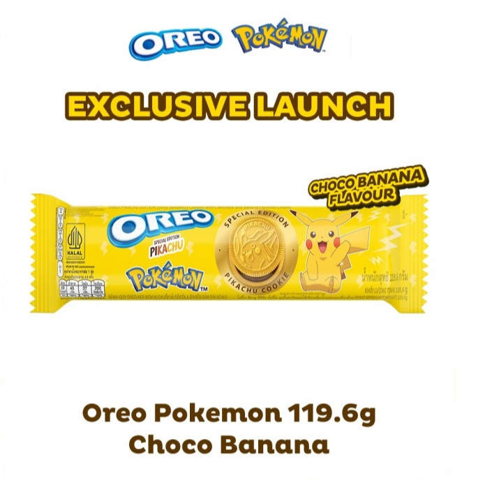 

Oreo x Pokemon Pikachu 119.6g Special Limited Edition Choco Banana Biskuit Rasa Cokelat Pisang