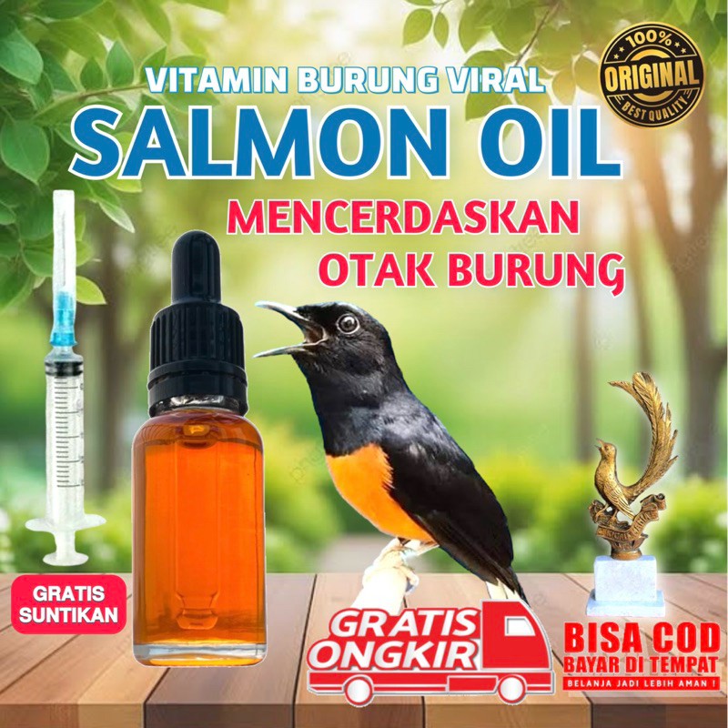 BELI 2 GRATIS 1 Salmon Oil Murni Suplemen & Nutrisi Otak Burung Kicau Minyak Ikan Murni Vitamin Buru