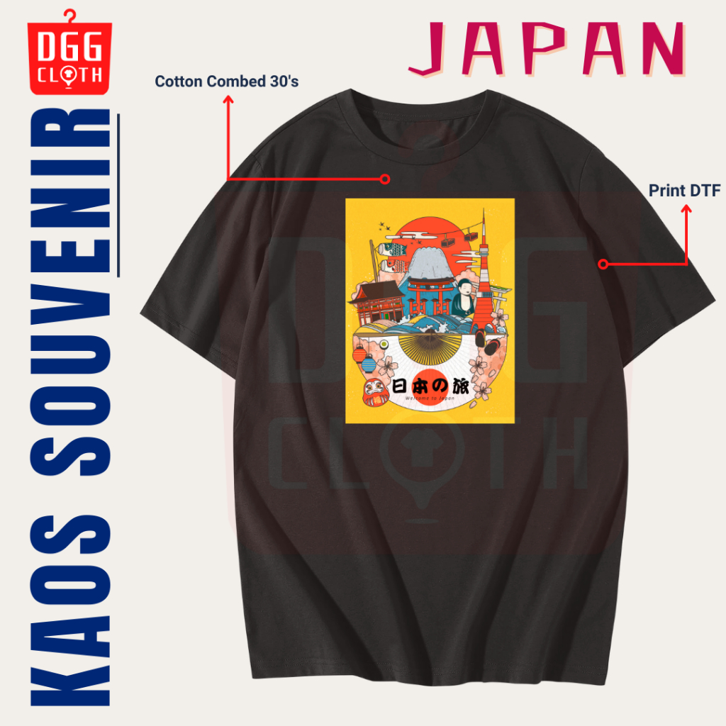 DGGClothing Kaos Oleh-Oleh Japan Tshirt Baju Souvenir Kota Jepang Tokyo Kyoto Osaka Terbaru Dewasa A