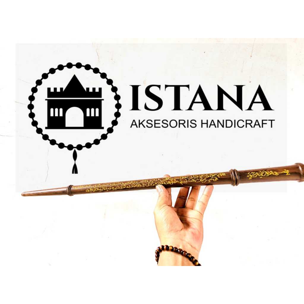 Tongkat komando kayu kalimasada ukir