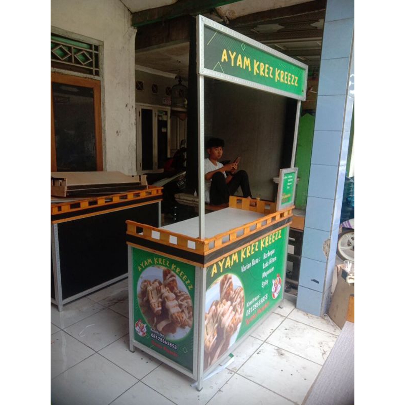 Booth portable gerobak meja bongkar pasang size 120 cm x 55 cm x 80 cm