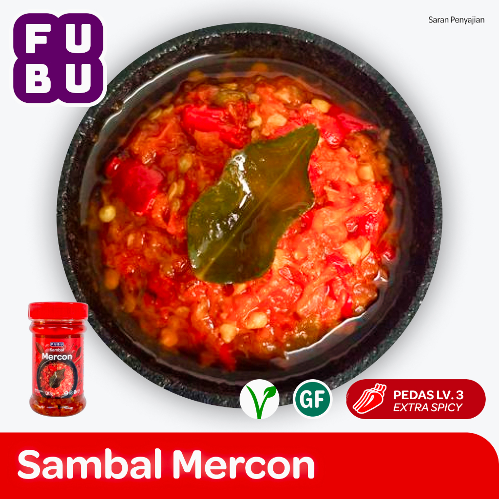 

FUBU Sambal Mercon - 130gr Eat Sambel Goreng Cabe Bawang - Pedas Gurih Nagih HOT - Halal, Vegan