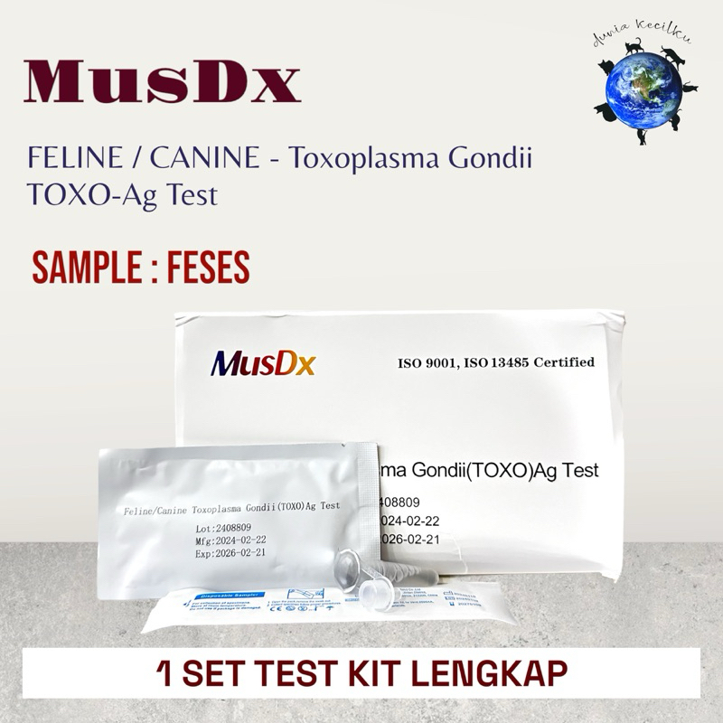 MusDx Tes Kit Toxoplasma (Toxoplasma-ag) - Alat Deteksi Toxoplasma Untuk Kucing & Anjing (1 TEST KIT