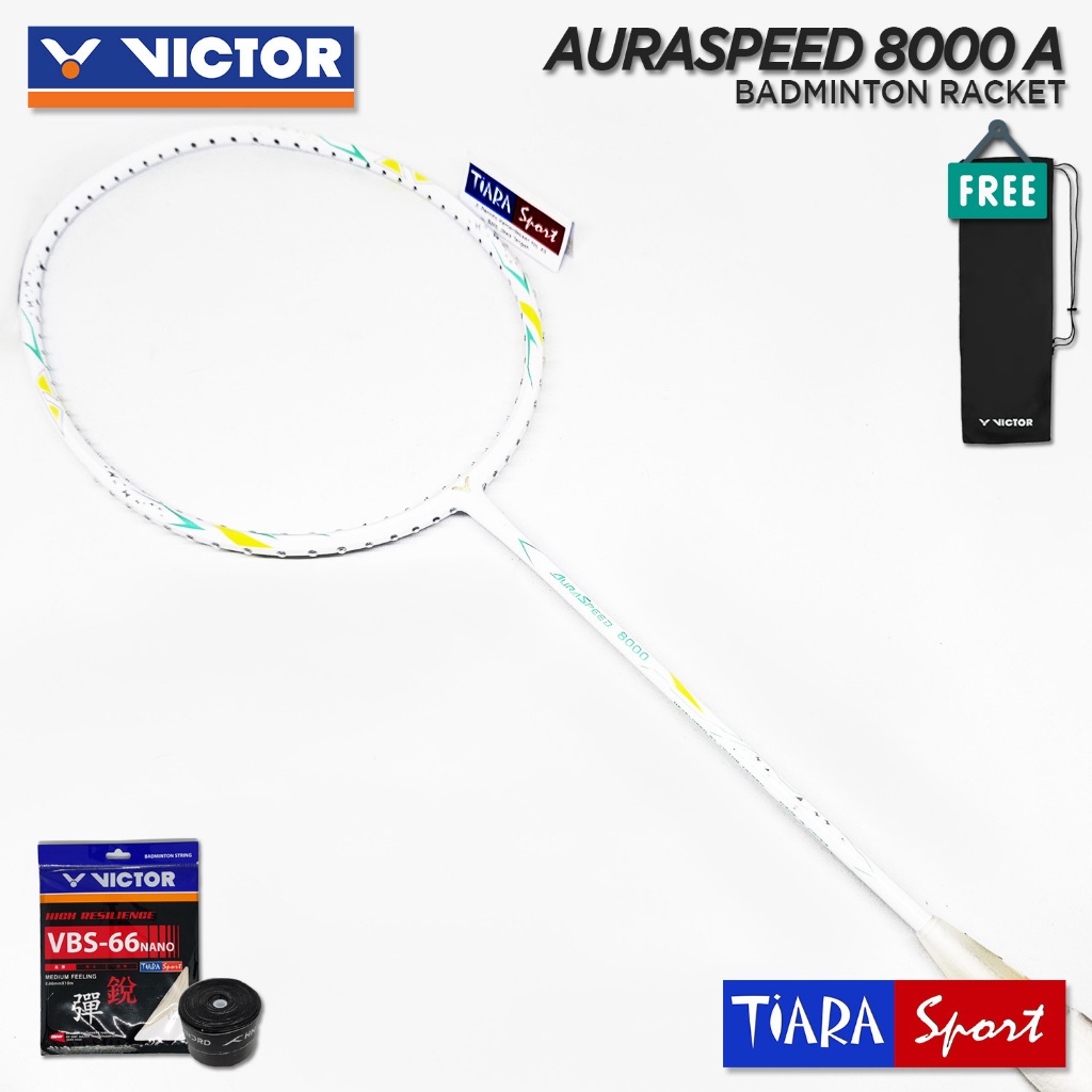 Raket VICTOR Auraspeed 8000 A - White - 4U FC Badminton Racket ARS